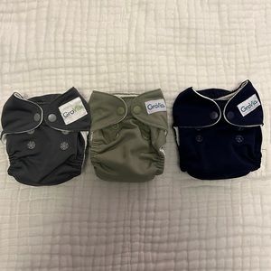 3 grovia newborn AIO cloth diapers